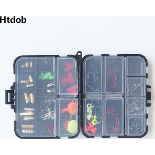 Htdob 83/128/154pcs Fishing Accessories Kit Including Jig Hooks fishing Sinker weights fishing Swivels Snaps fishing tackle box