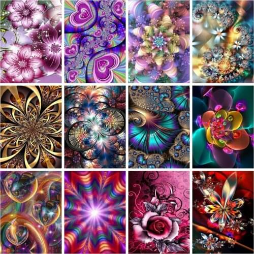 Huacan Diamond Art Painting Mosaic Mandala Flower 5d Diy Diamond Embroidery Fantasy Floral Wall Stickers