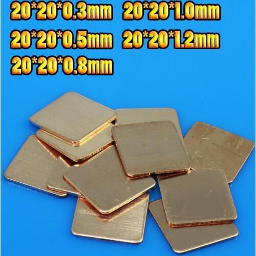 JCD New Premium 1 pcs 20MMx20MM DIY Copper Shim Heatsink thermal Pad for Laptop GPU CPU VGA Chip RAM Copper Heat sink
