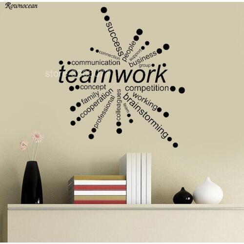 Creative Teamwork Words Design Vinyl Wall Stickers Office Decor Business Radiation Pattern Self Adhesive Wallpaper Mural H555