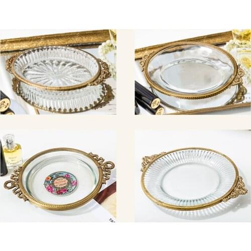 Brass Tray Snacks Fruit Dried Fruit Jewelry Storage Trays Household Soap Box Home Decoration Desktop Storage Supplies European