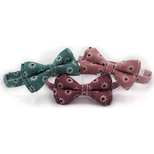 Cute Pet Dog Cat Collars Floral Printing Adjustable Pastoral Style Comfortable Soft Cloth Strap Cats Chain Bowk Tie Pets Product