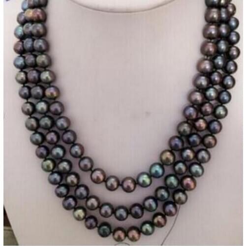 Fashion jewelry noble jewelry 9-10 mm multicolor pearl black red green necklace