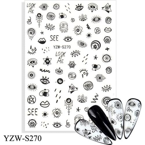 Love Flower Eye Nail Stickers Nails Set Face Nail Art Sliders For Nails Nail Art Decorations Nail Decorations Foil For Manicure