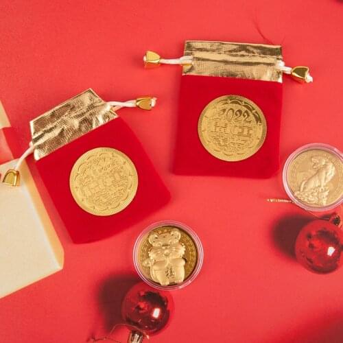 New 2022 China New Year Tiger Year Original Commemorative Coin Bimetal Collection China Zodiac Tiger Year Coins Decor Crafts