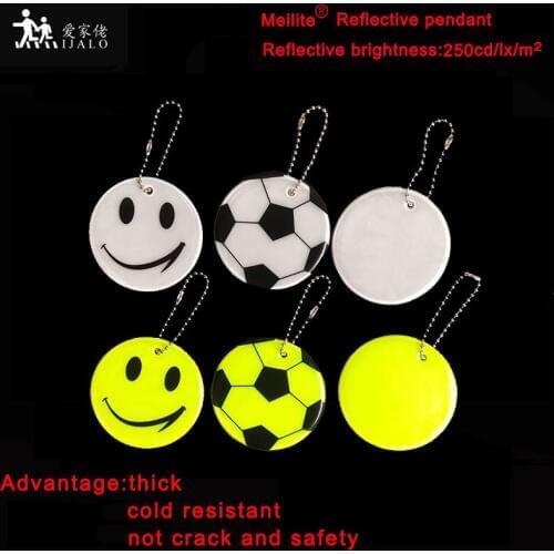New smile face football MEILITE 250 candle lights Reflective charm bag keychain accessories hanger for road safety use