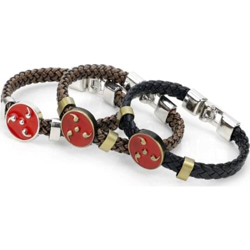 NEW Arrival Anime Peripheral Narutoes Theme Series Bracelet Konoha Logo Leather Cord Jewelry Logo Retro Leather Bracelet