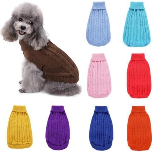 Solid Color Dog Sweater Winter Warm Dog Clothes For Small Large Dogs Puppy Cat Vest Chihuahua French Bulldog Outfits Pet Costume