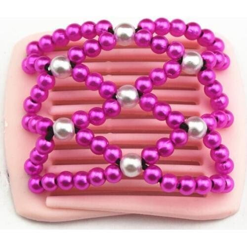 Rose red beads small size magic comb 12 pcs/lot beautiful comb Easy to Use for young&old