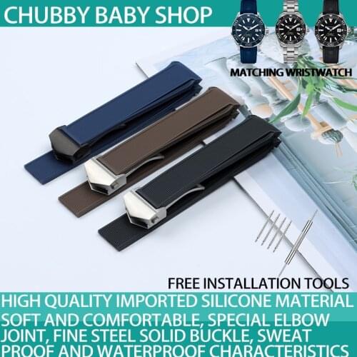 22mm New Style Rubber Silicone Watch Strap Black Blue Brown Watchband Suitable for Tag Heuer CARRERA AQUARACER Series Watch