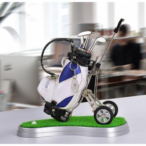 Canetas de golfe com suporte de saco de golfe, com 3 peças de alumínio caneta escritório mesa saco de golfe titular de lápis par