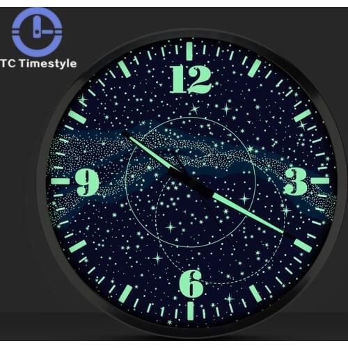 14 Inches Galaxy Luminous Wall Clock Living Room Home Decoration Living Room Quartz Retro Watch