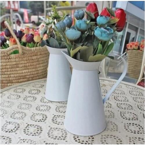Modern Wrought Iron lux With Handle Metal vase White vase jarrón ваза vaso مزهرية