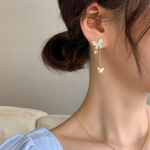 2021 Butterfly Drop Earrings silvery Color Fashion Hanging Women Earring Summer Jewelry Girls Party Gift Health Zirconia Jewelry