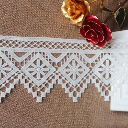 60y High Quanlity White Water Soluble Lace Trims Applique Polyester Milk Silk Costume Trimmings Home Textiles Sewing Lace Fabric