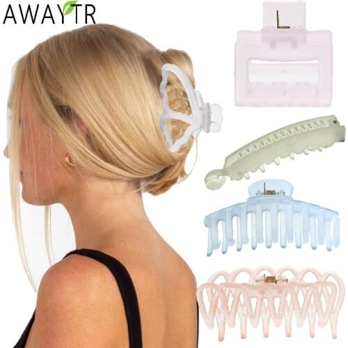 Candy Solid Color Matte Hair Claw Large Barrette Crab Bath Hairpins Ponytail Clips Women Banana Hairgrip Girls Hair Accessories