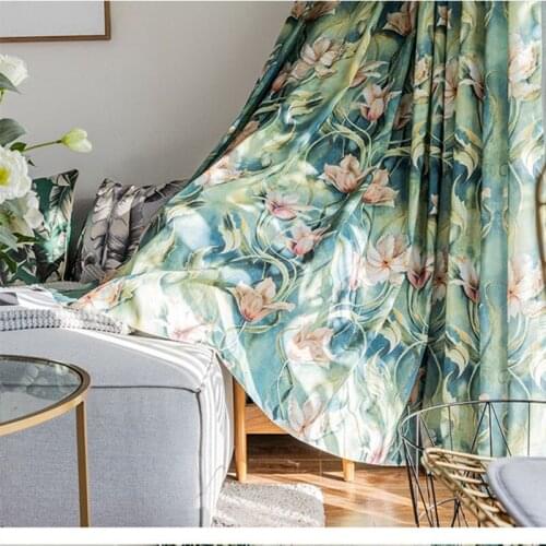 1PC Custom Made Green Floral Blackout Curtain for Window Living Room Room Divider Curtain for Bedroom Balcony