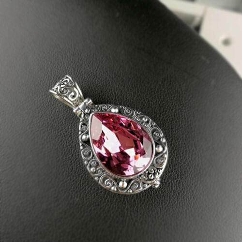 Retro 925 Silver Sterling Pendant Necklace Silver Jewelry For Women Natural Amethyst Pendant Can be opened Crystal Pendant Gift
