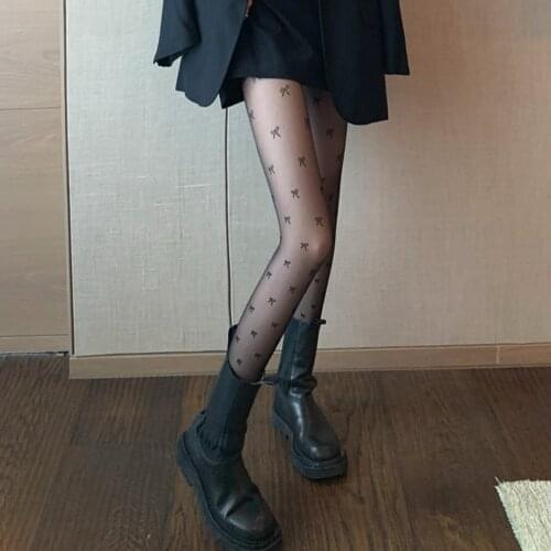 Womens Sexy Stocking Lace Transparent High Elastic Bowkhot Pattern Thigh High Knee Socks Stitching Kawaii канекалон длинный 03