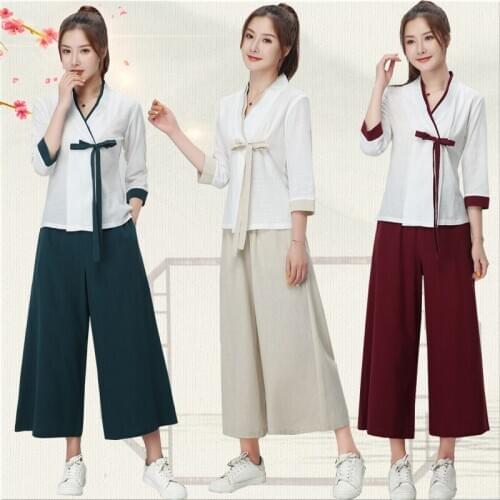 WomenS Fashion Scrubs Set Nursing Uniforms Beauty Salon And Health Suit Workwear Cotton Linen Uniforms Spa Beautician AS162