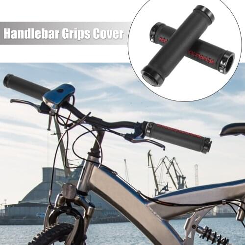 Uxcell 1 Pair PU Leather Anti Slip Handlebar Grips Cover Protector Double Lock On for Mountain Bike Road Bicycle