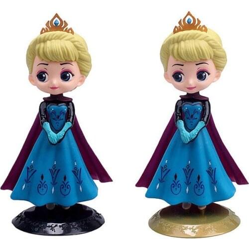 1 Piece 18CM Cartoon Disney Figure Toys PVC Frozen Elsa Princess Doll With Crown Models Cake Accessories Girls Christmas Gift