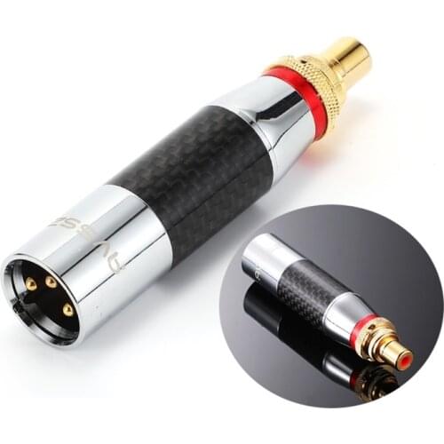 1Pcs carbon fiber balance to RCA XLR conversion plug male and female seat Yongsheng performance audio signal cable AXF-RF HiFi