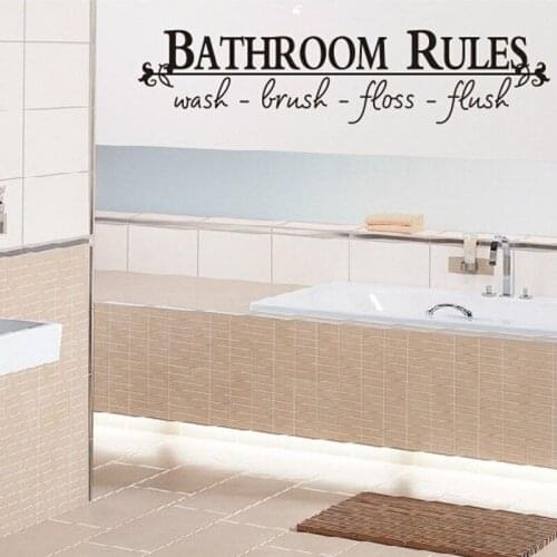 1pc Removable Bathroom Wall Decal DIY Letter Bathroom Rules Vinyl Art Stickers Home Decor Wall Paper
