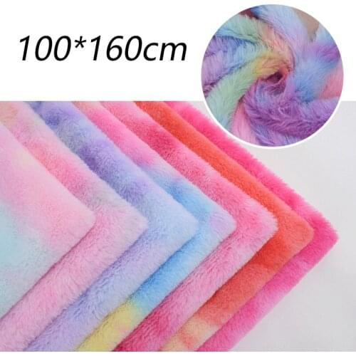 100x160cm Imitation Rabbit Velvet Colorful Gradient Fabric Colorful Plush Tie-dye Sewing Fabric DIY Cloth Handmade Accessories
