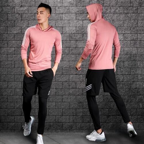 3pcs / set male workout gym fitness compression sports suit clothes running jogging sport wear exercise workout tights