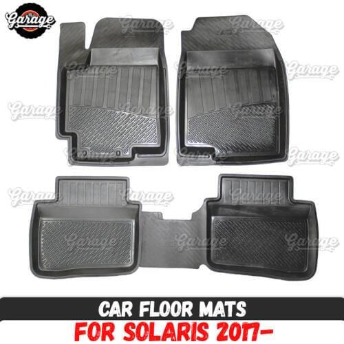 Car floor mats for Hyundai Solaris 2017- rubber 1 set / 4 pcs accessories protect of carpet car styling decoration