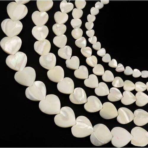 White Heart Shape Natural Trochus Shell Stone Beads Loose Charm Beads For Jewelry Making DIY Bracelet Necklace 6/8/10/12/15mm