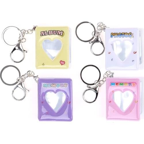 16 Photos Card Holder 1 Inches Hollow Love Bag Photo Album Keychain