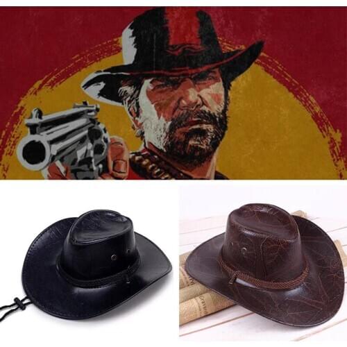 Cosplaydiy Game Red Dead Redemption 2 Cowboy Hat Cosplay Accessories Adult Cowboy Leather Hat Gift L320