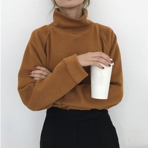 Turtleneck Knitted Jumpers for women Women Sweater Casual Loose Long Batwing Sleeve Crocheted Pullovers Streetwear