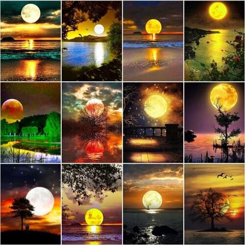 Evershine Diamond Embroidery Moon 5D DIY Scenery Diamond Painting Kit Full Square Round Rhinestone Mosaic New Arrival Wall Decor