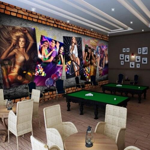 Photo wallpaper 3D stereo billiards snooker room sexy beauty background wall mural custom high quality wallpaper