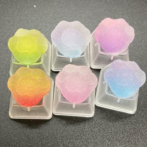 Games Backlit cat paw Keycaps DIY Gradient cat paw key cap for mechanical keyboards R4 height Cherry MX axis for Dream girl gift