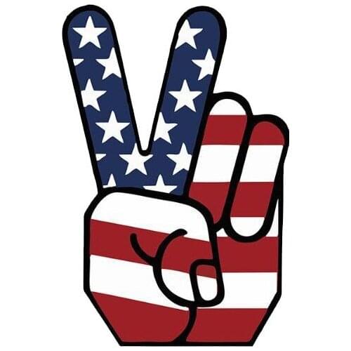 Interesting American USA Flag Peace Victory Gesture Car Sticker Accessories KK Vinyl PVC 12cm*8cm Motorcycle Laptop Decal