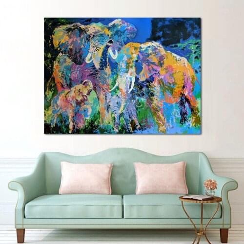 JQHYART Abstract Elephant Animal Picture Home Decor Oil Painting Wall Pictures For Living Room Paintings On Canvas No Frame