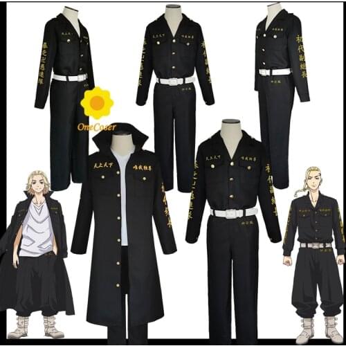 Tokyo Revengers Anime Cosplay Black Uniform Manjiro Sano Ken Ryuguji Takemichi Hanagaki Tokyo Manji Gang Cloak Party Outfits