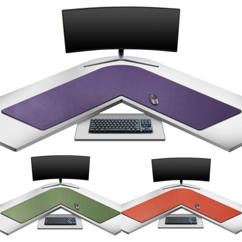 L-Shaped Desk Pad, PU Leather Large Mouse Pad Waterproof Corner Computer Table Cover Gaming Keyboard Mouse Mat