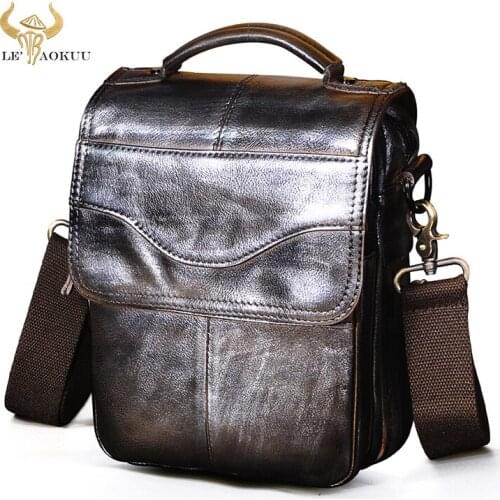Hot Sale Quality Leather Male Fashion Tote Messenger bag Design Satchel Cross-body One Shoulder bag 8" Tablet Case For Men 144