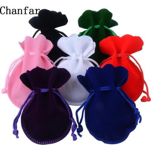 Chanfar 25pcs 7x9cm Velvet Bag White Red Black Pink Green Drawstring Pouch Calabash Shape Gift & Packing Bags For Wedding