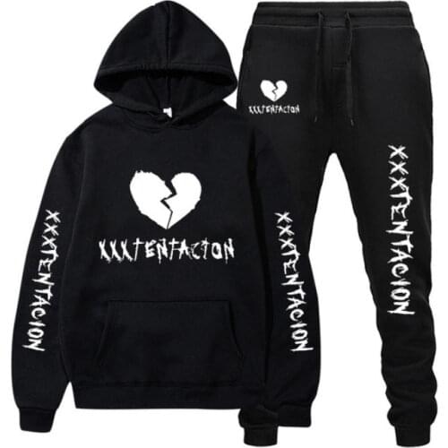 XXXTentacion Fashion brand mens clothing Fleece Hooded Pullover Fashion Brand Hoodies Sweatshirts+Sweatpants Suits Sweatshirt