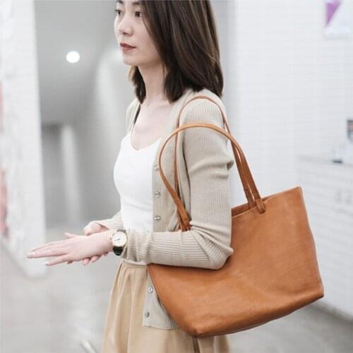 Fashion natural genuine leather ladies large-capacity tote bag outdoor daily leisure designer soft leather shopping shoulder bag