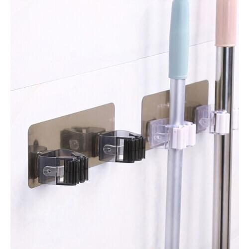 Wall Mounted Broom Holder Bathroom Wall Mop Holder Sticker Broom Mop Rack