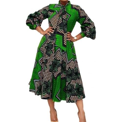 Polyester New Fashion African Dresses For Women 2021 Autumn Winter Dashiki Africa Style Print Rich Bazin Dashiki Maxi Long Dress