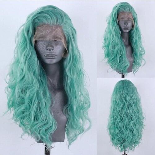 Synthetic Lace Front Wig for Women Fashion Wavy Long Half Hand Tied Body Wave Heat Resistant Fiber Hair Cosplay Wig