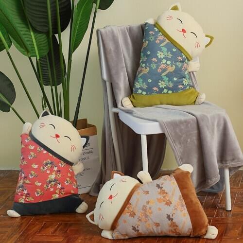 Plush Doll Cartoon Cute Lucky Cat Sofa Cushion New Home Living Room Plush Cotton Pillow Chair Car Cushion